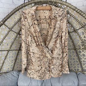Rose and Olive Leopard Print Wrap Top